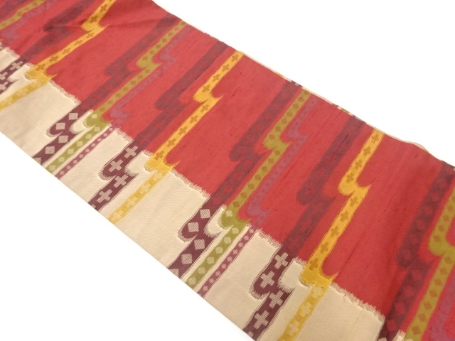 JAPANESE NAGOYA OBI / TSUMUGI / WOVEN ABSTRACT STRIPE